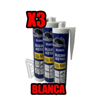 PACK 3 SILICONA BLANCA BAÑO COCINA CERÁMICA VIDRIOS 280ML